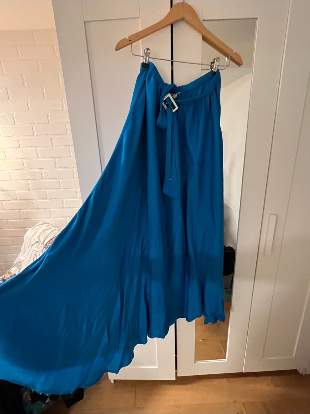Anine Bing Teal High-Low Maxi Skirt with Buckle Tie